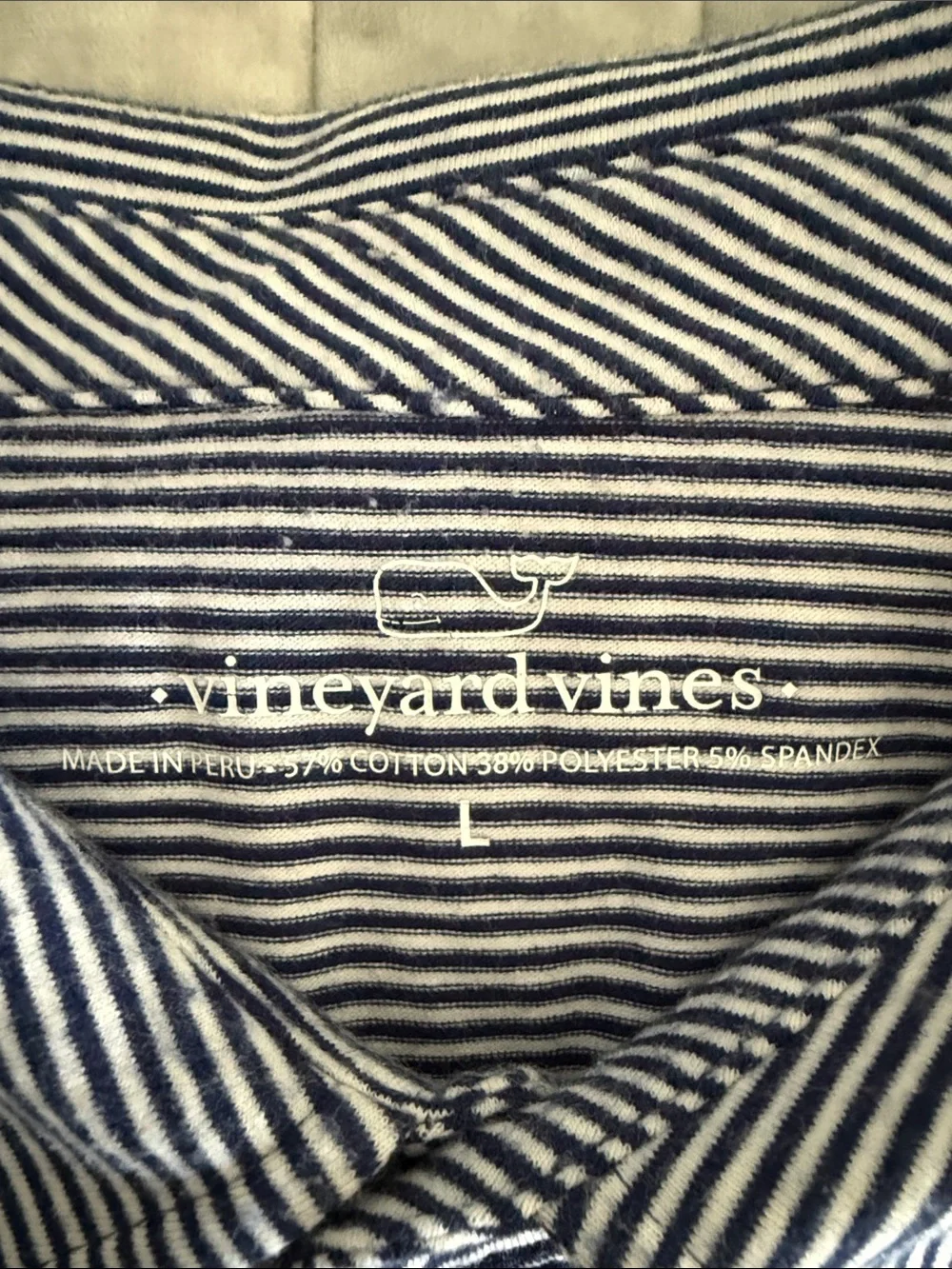 Vineyard Vines Navy and White Micro-Striped Polo